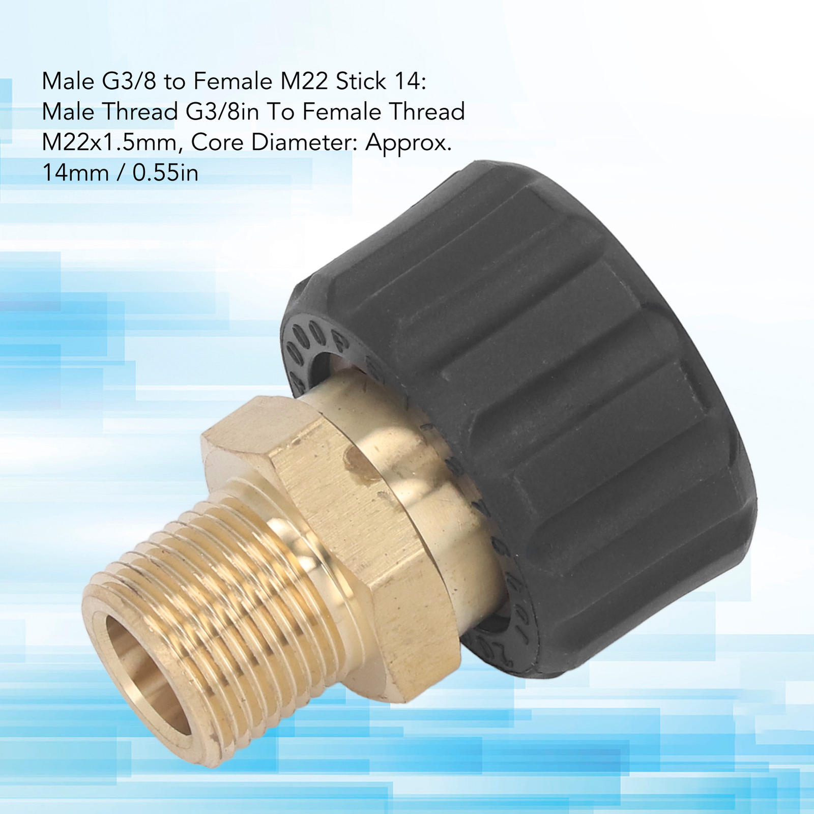(Male G3/8 To Female M22 14mm)Pressure Washer Adapter Hose Connector 5000PSI