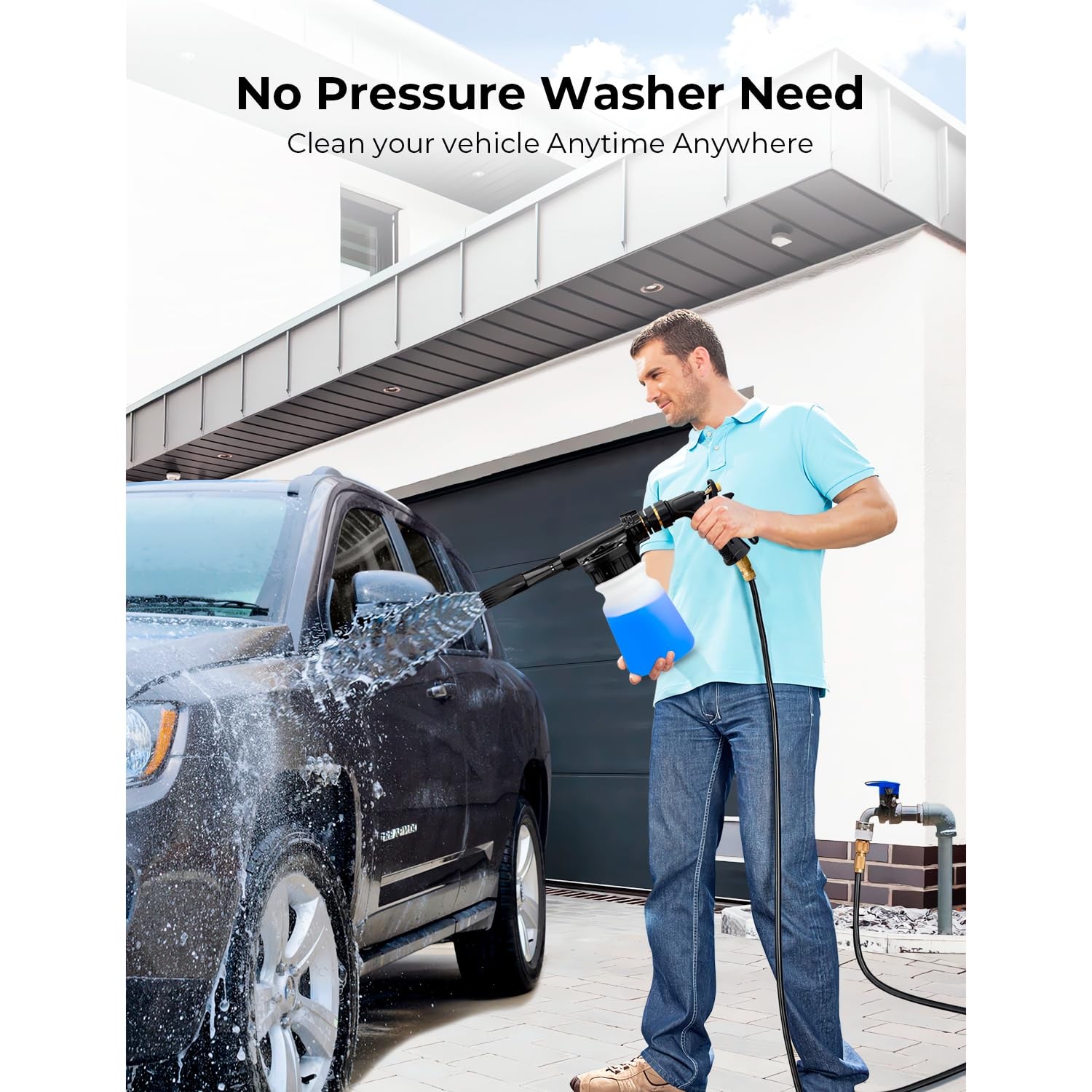 Car Wash Foam Gun + Microfiber Wash Mitt – Car Foam Sprayer – Foam Cannon for…
