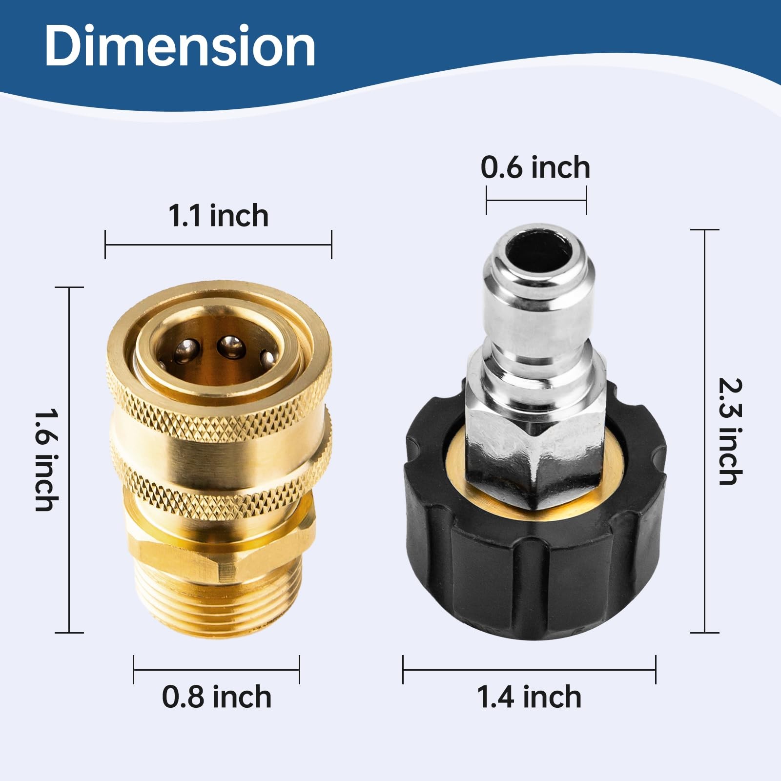 Pressure Washer Adapter Quick Connect Kit M22 14mm To 3/8 Inch Hose Fitting