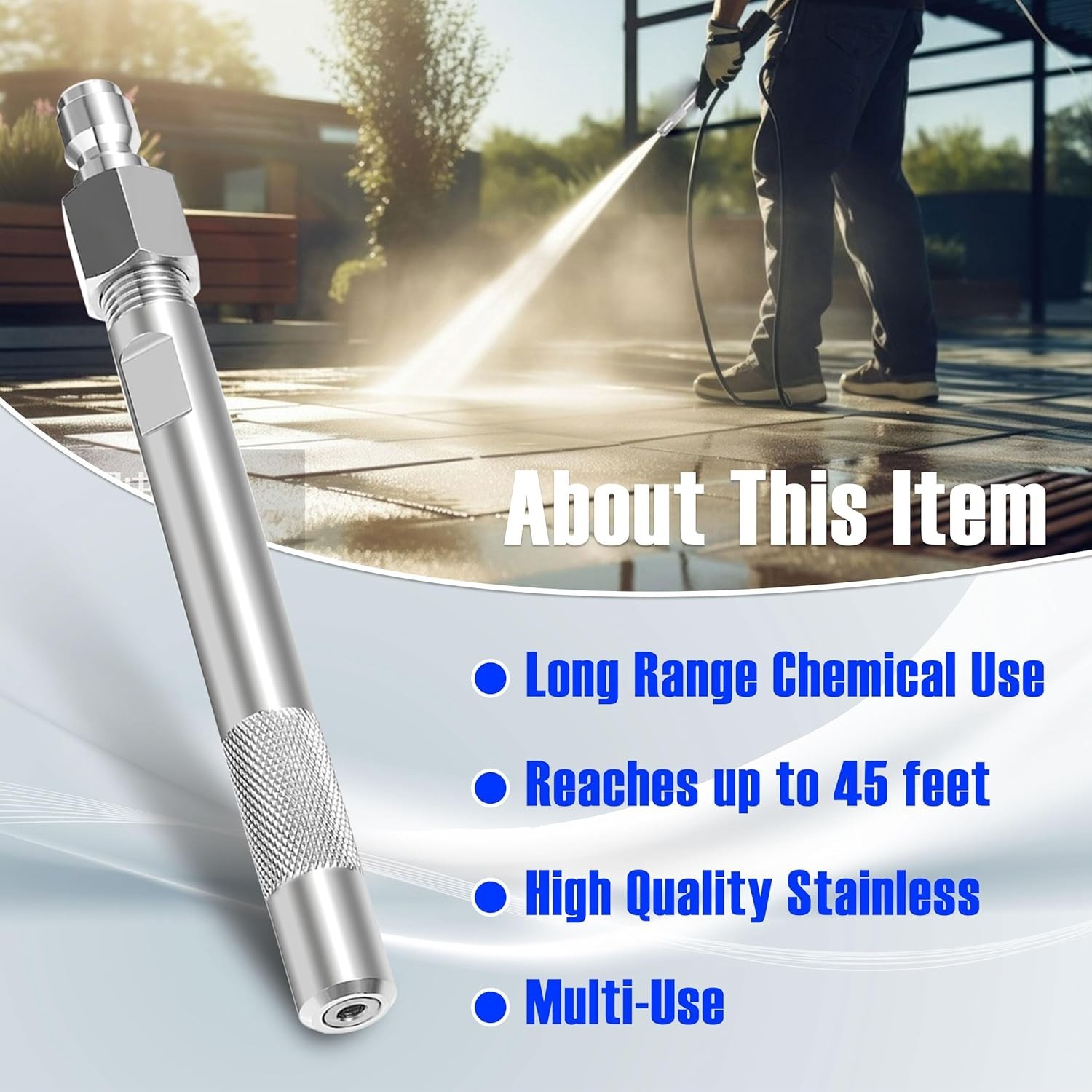 Pressure Washer Long Range Chemical Nozzle, Shooter Tip Power Washer Compatib…