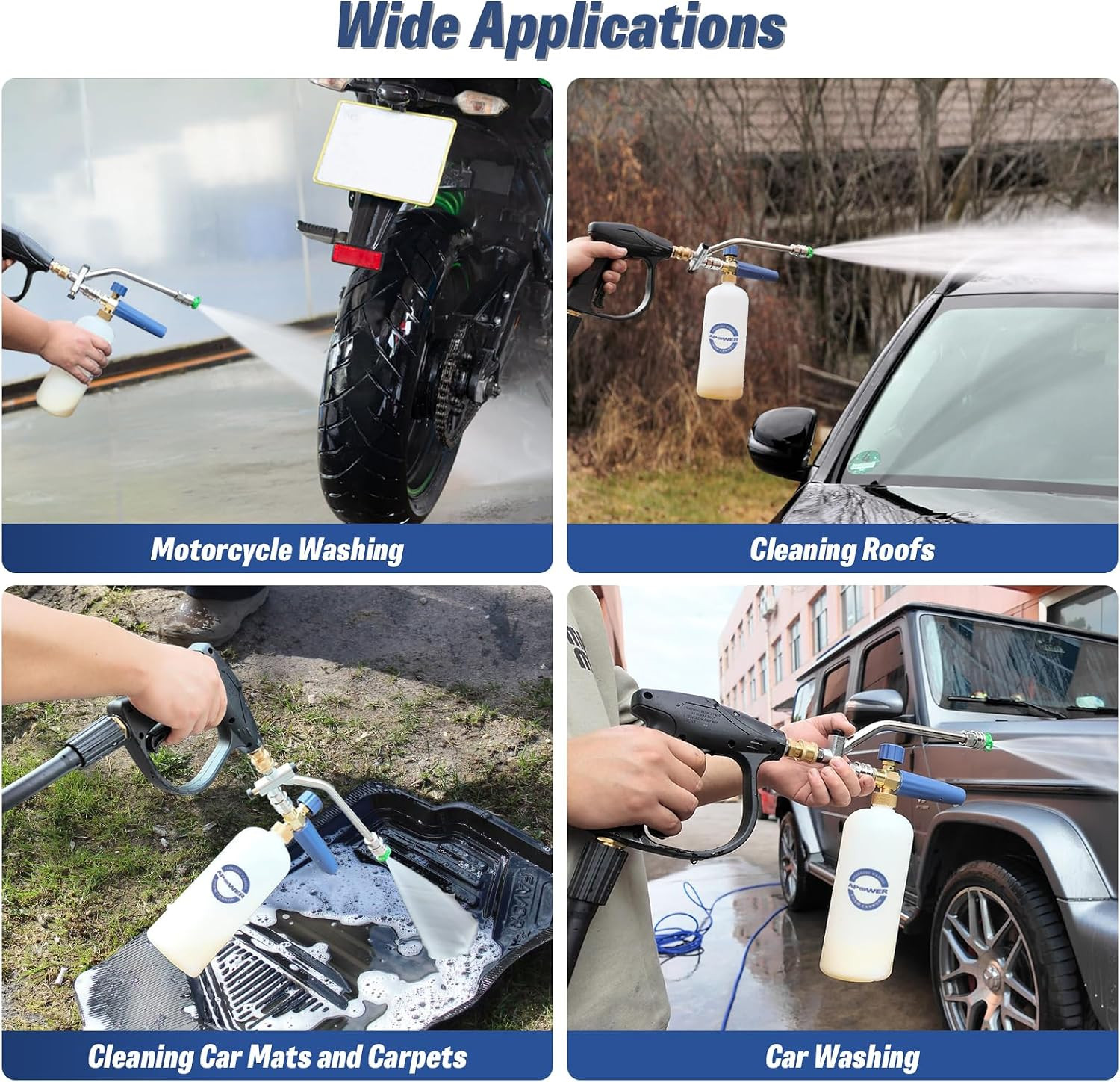 Foam Cannon Dual-Connector Accessory for Pressure Washer, Double Tip Attachment