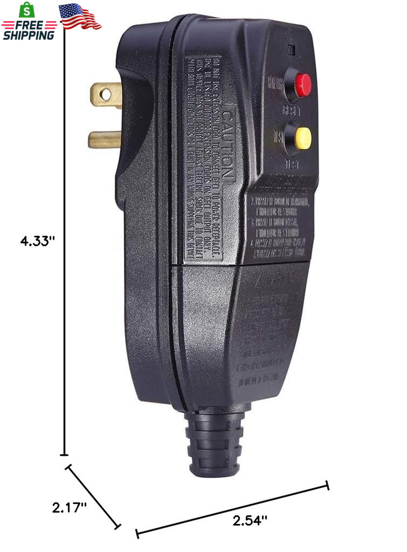 Replacement GFCI Plug for Pressure Washer Pool Pump 15Amp 3 Prong Circuit Breake
