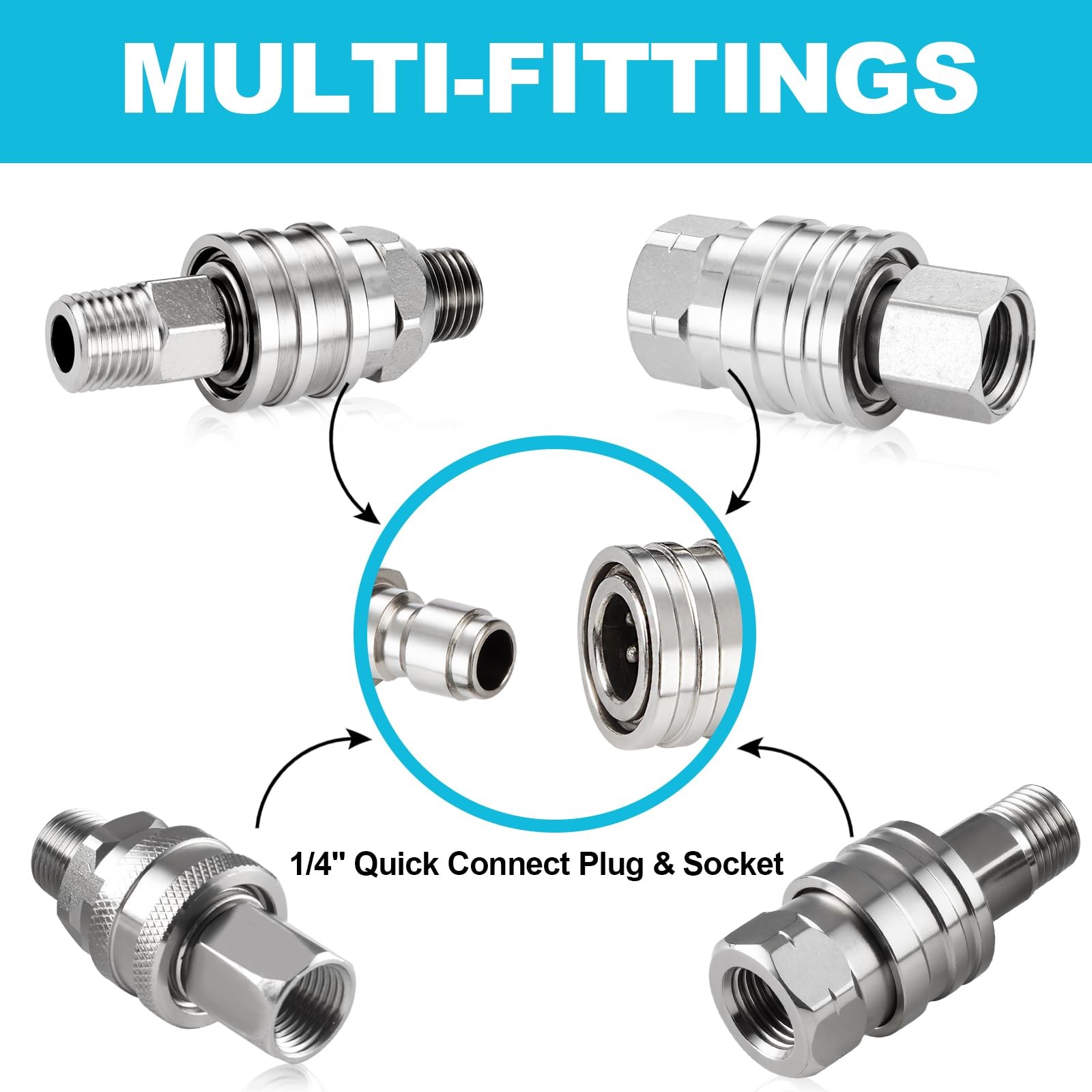 Ciunura 4 PCS Pressure Washer Coupler Quick Connect Fittings，1/4 in NPT Femal…
