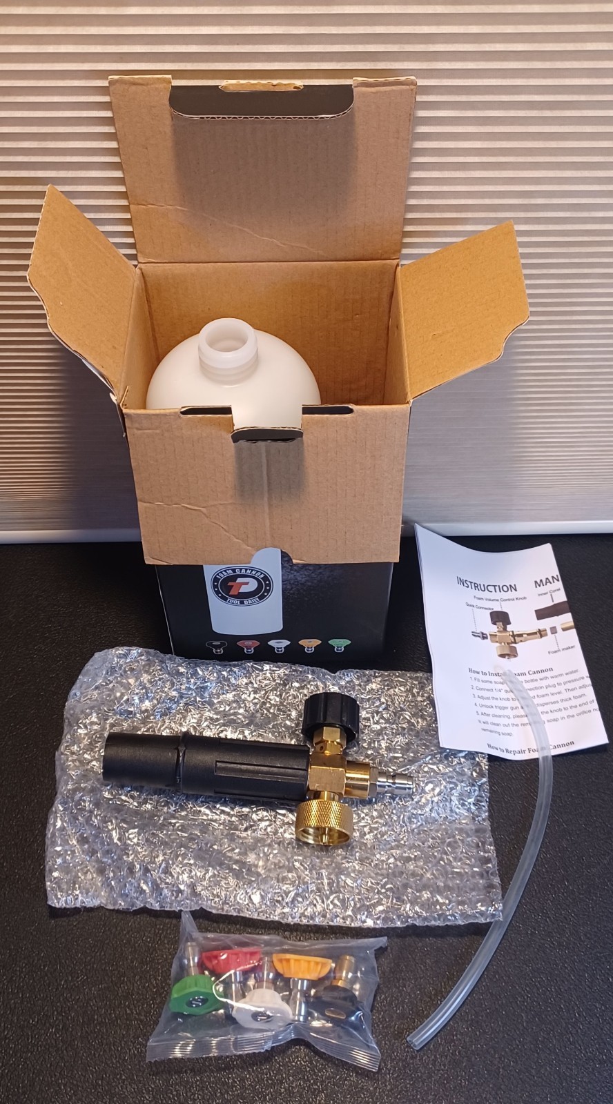 Tool Daily Foam Cannon – 1L Adjustable Snow Lance 1000-3000 PSI 5 Spray Tips -W