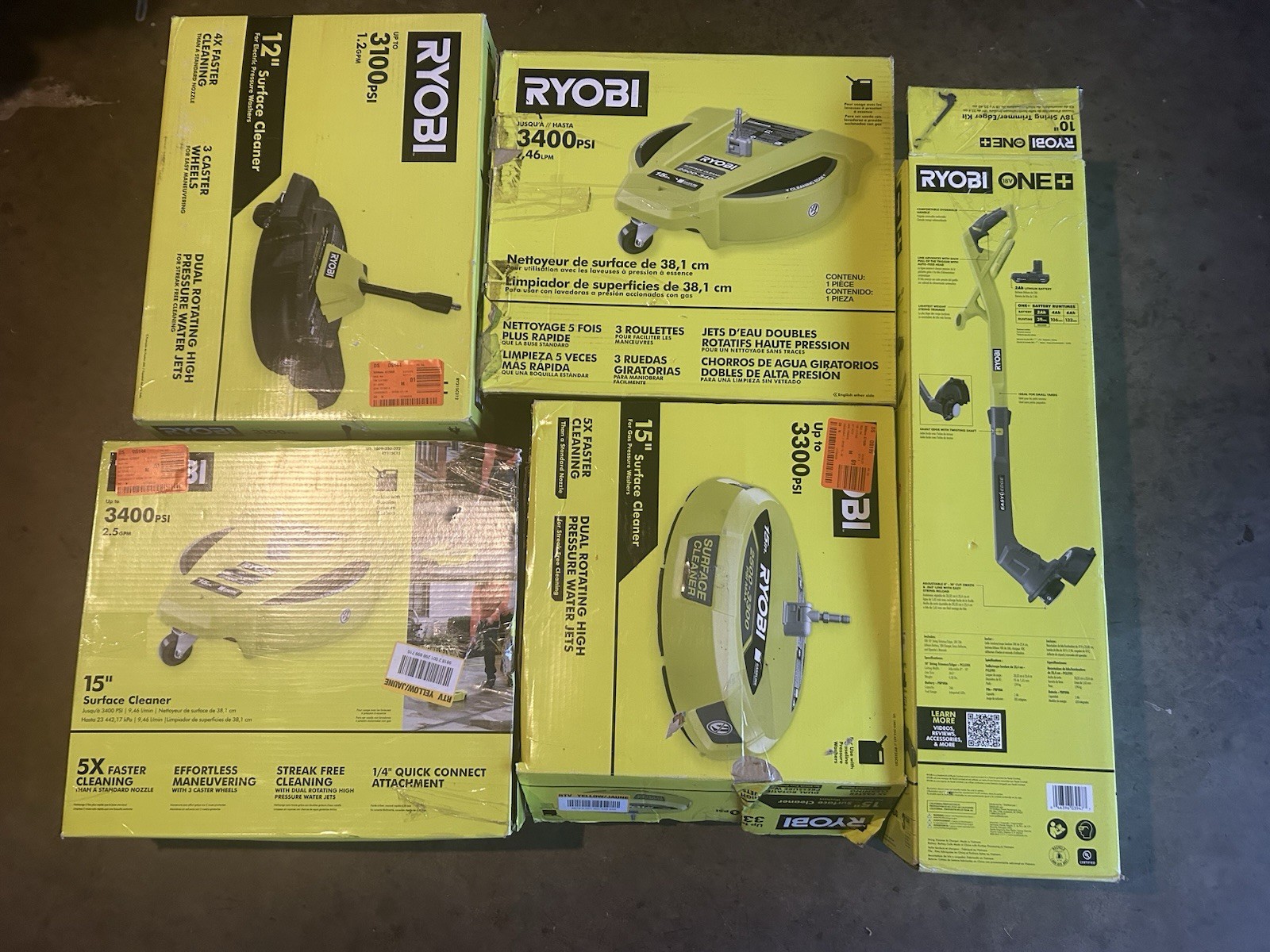 RYOBI 15 in. 3400 PSI Gas Pressure Washer Surface Cleaner with Caster Wheels
