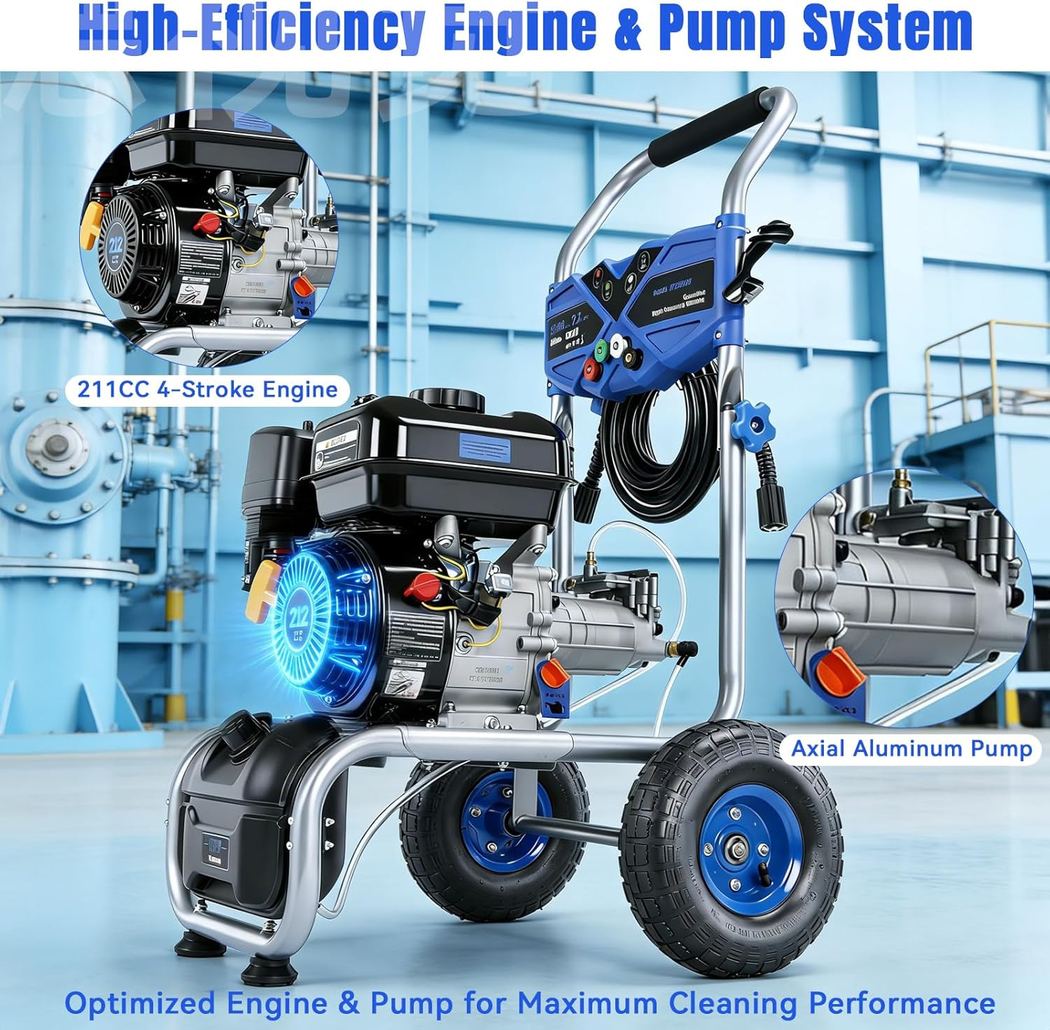 3500PSI Gas Pressure Washer, 212CC / 2.3GPM / 7HP / 4-Stroke Gas Power Washer wi