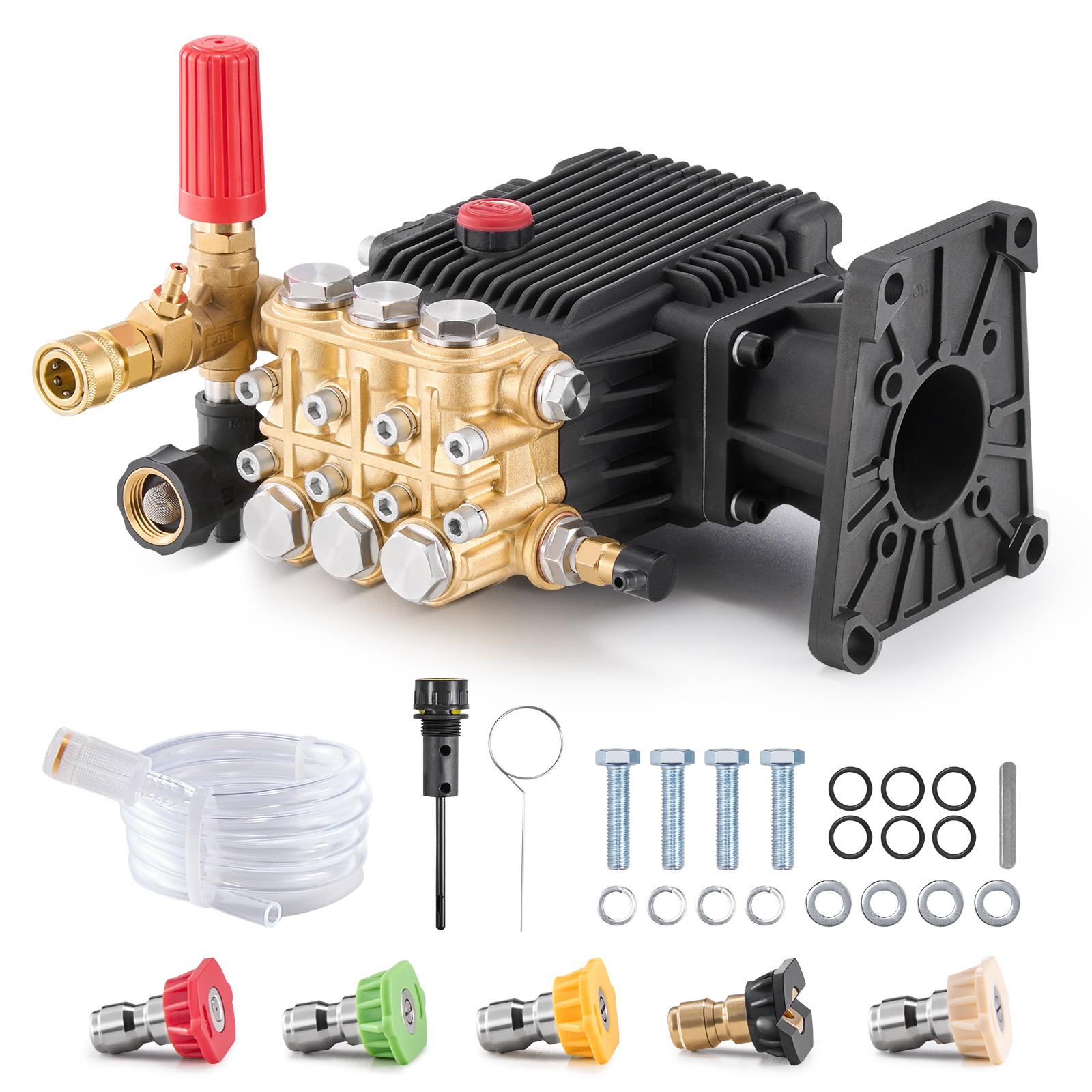 VEVOR Pressure Washer Pump 1″ Shaft Horizontal Triplex Plunger 4400 PSI 4.4GPM