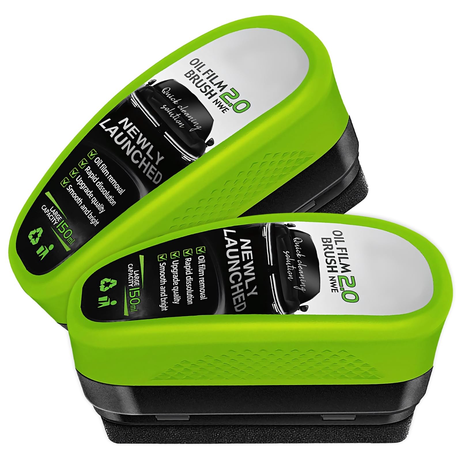 KAUEGOW 2PCS Automotive Oil Film Cleaning Brush, Clear Vision Glass Green