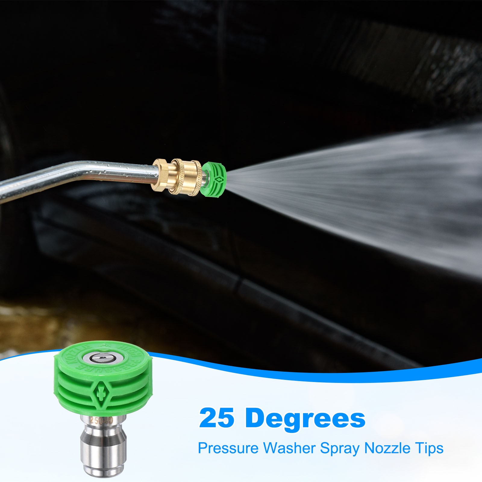 7-Pack 1/4″ Quick Connect, Orifice 4.0 Pressure Washer Tips [Green]