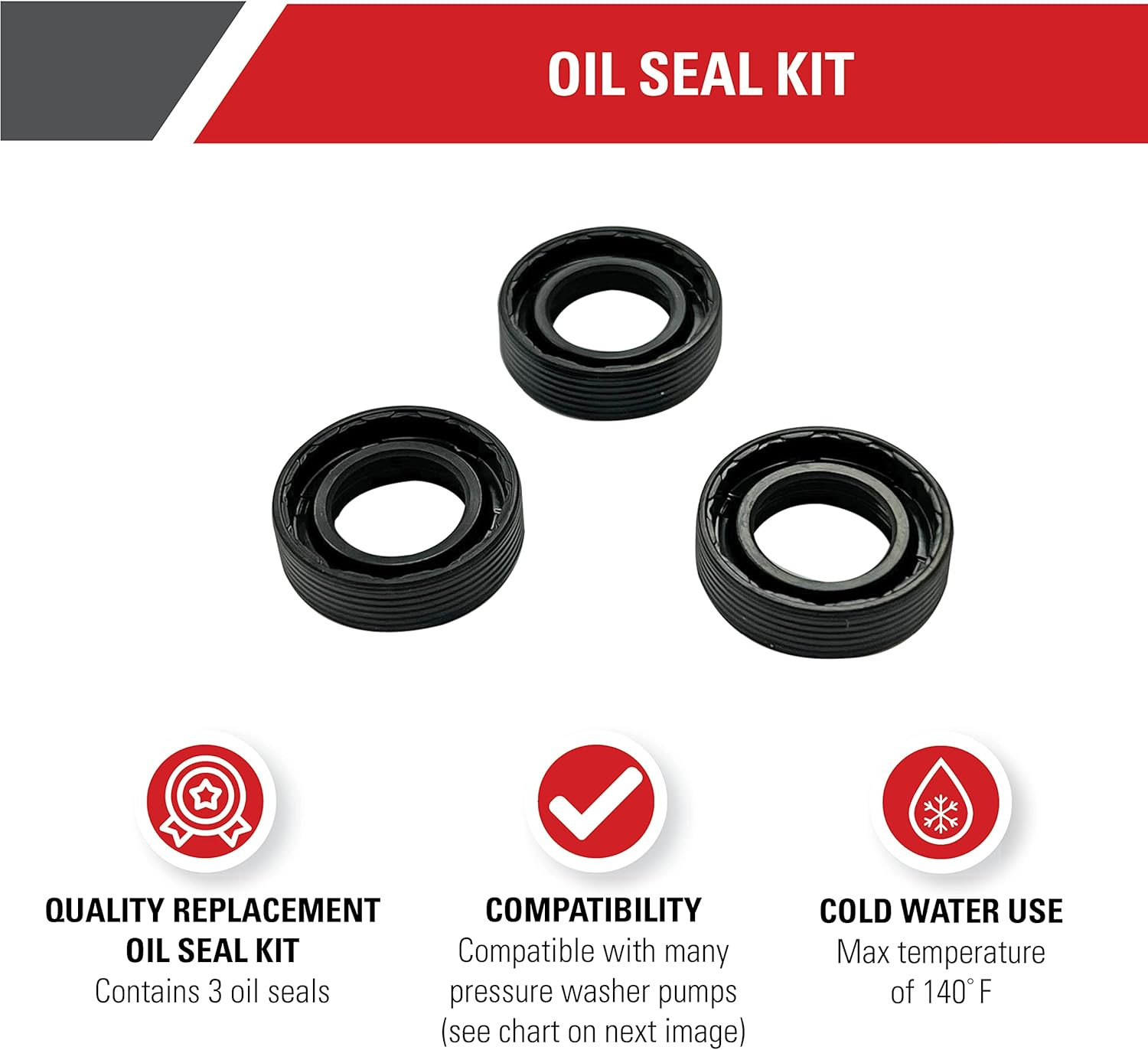 Simpson Cleaning 7105741 Replacement Oil Seal Kit for Pressure Washer Pumps, Bla