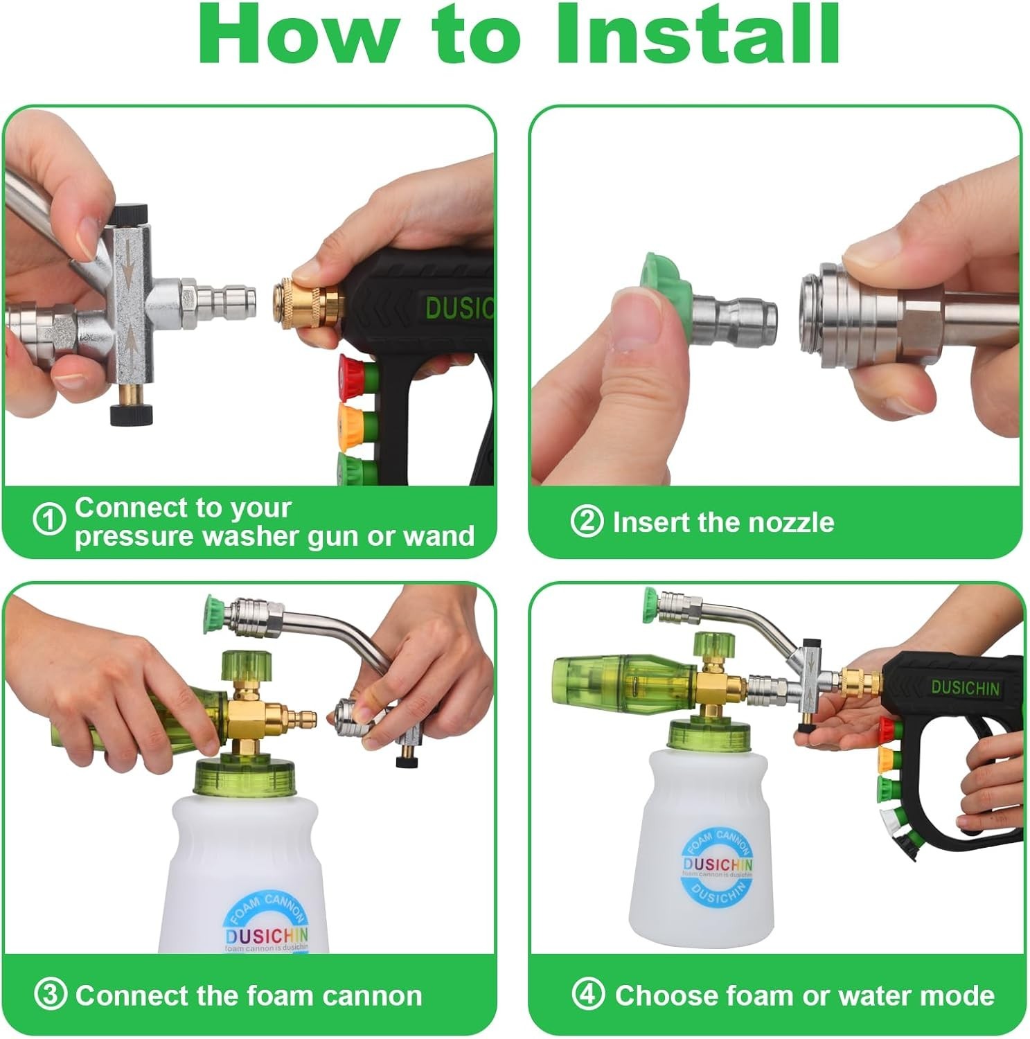High-Pressure Foam Cannon Kit with Five Tips – Instant Power Cleaning Solution