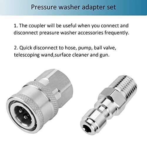 2 Sets NPT 1/4 Inch Pressure Washer Coupler Quick Connect Plug Male Female 1/4 Q