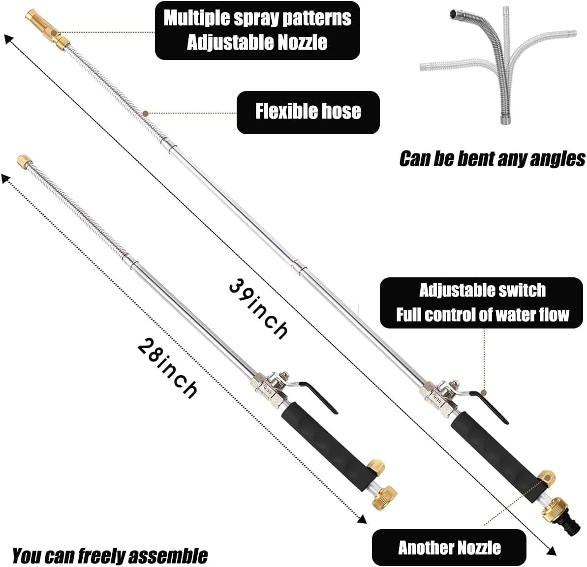 Universal High Pressure Cleaning Tool with Extra Long Wand