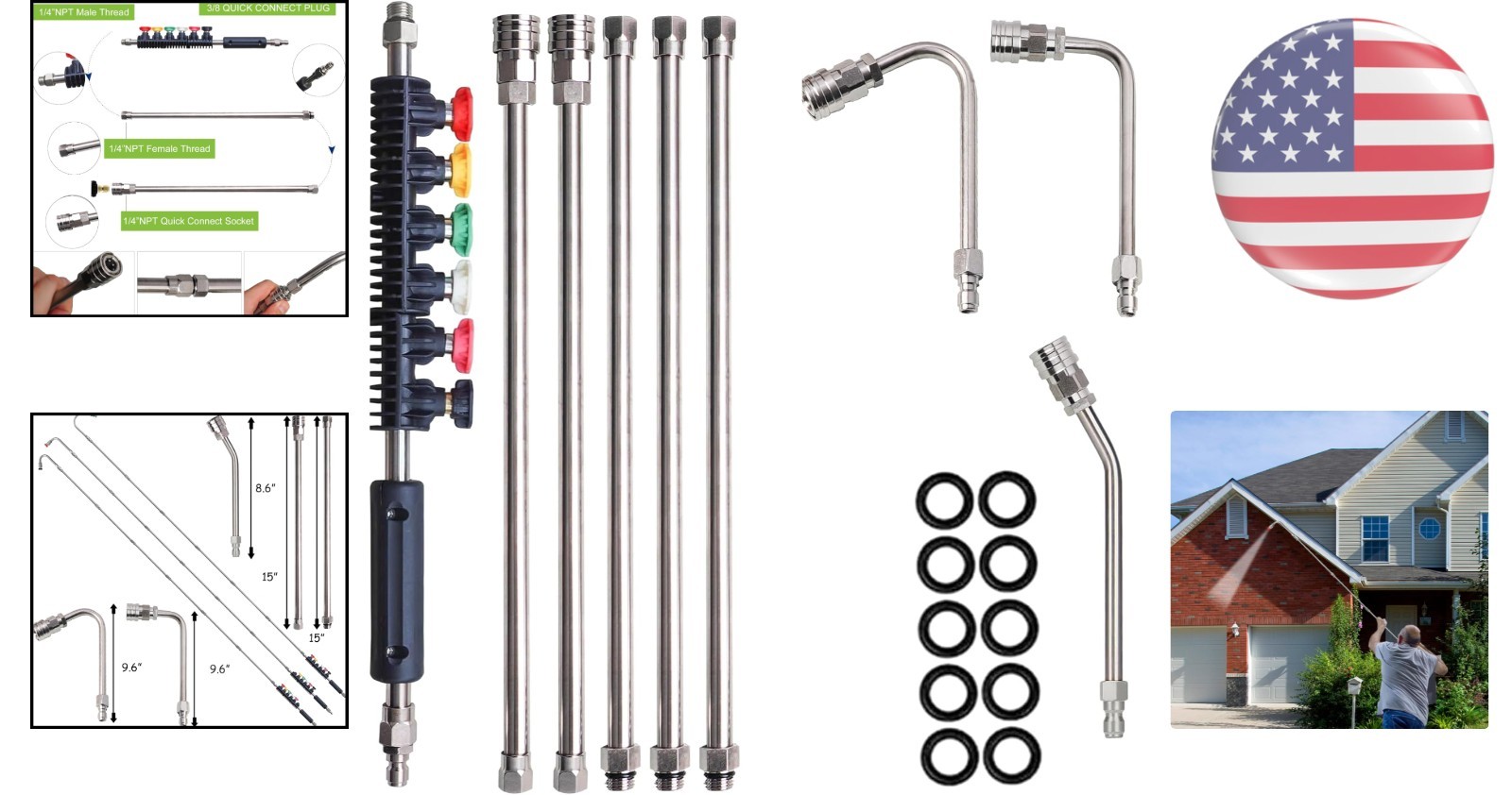 Upgrade Your Cleaning Power: 9 Stainless Steel Extension Wands for 4000 PSI