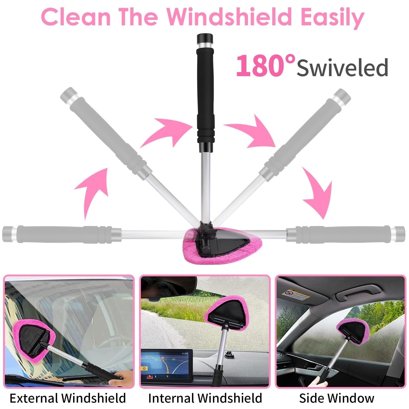 Viewsun 17pcs Car Cleaning Kit, Pink Interior Detailing Kit 17PCS,