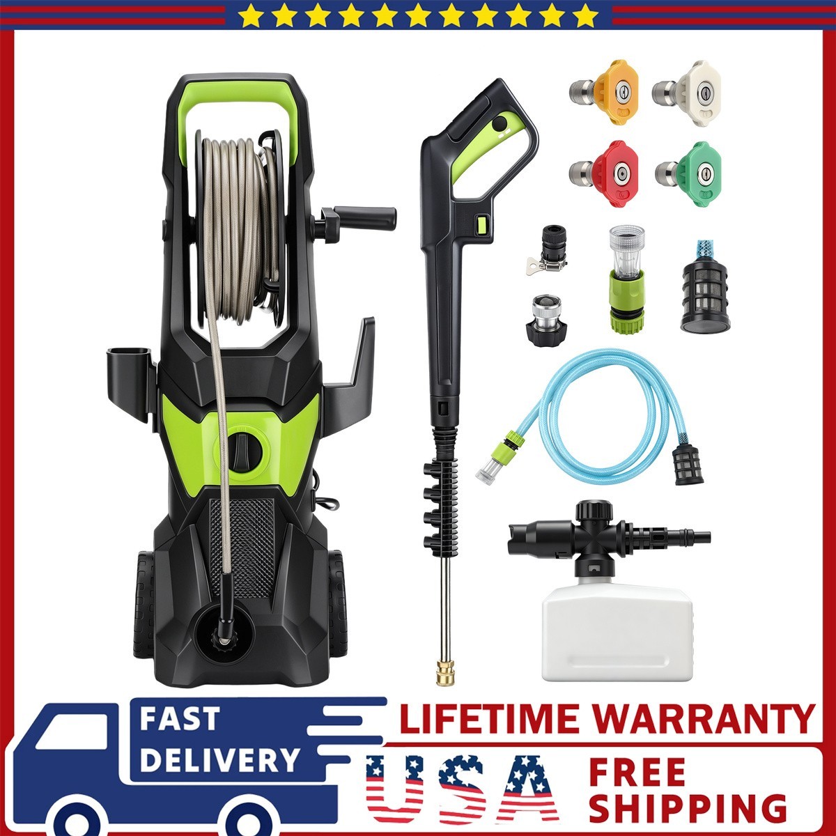 5000PSI Electric Pressure Washer 3.2GPM Cold Water Machine Foam Bottle Kit Kit