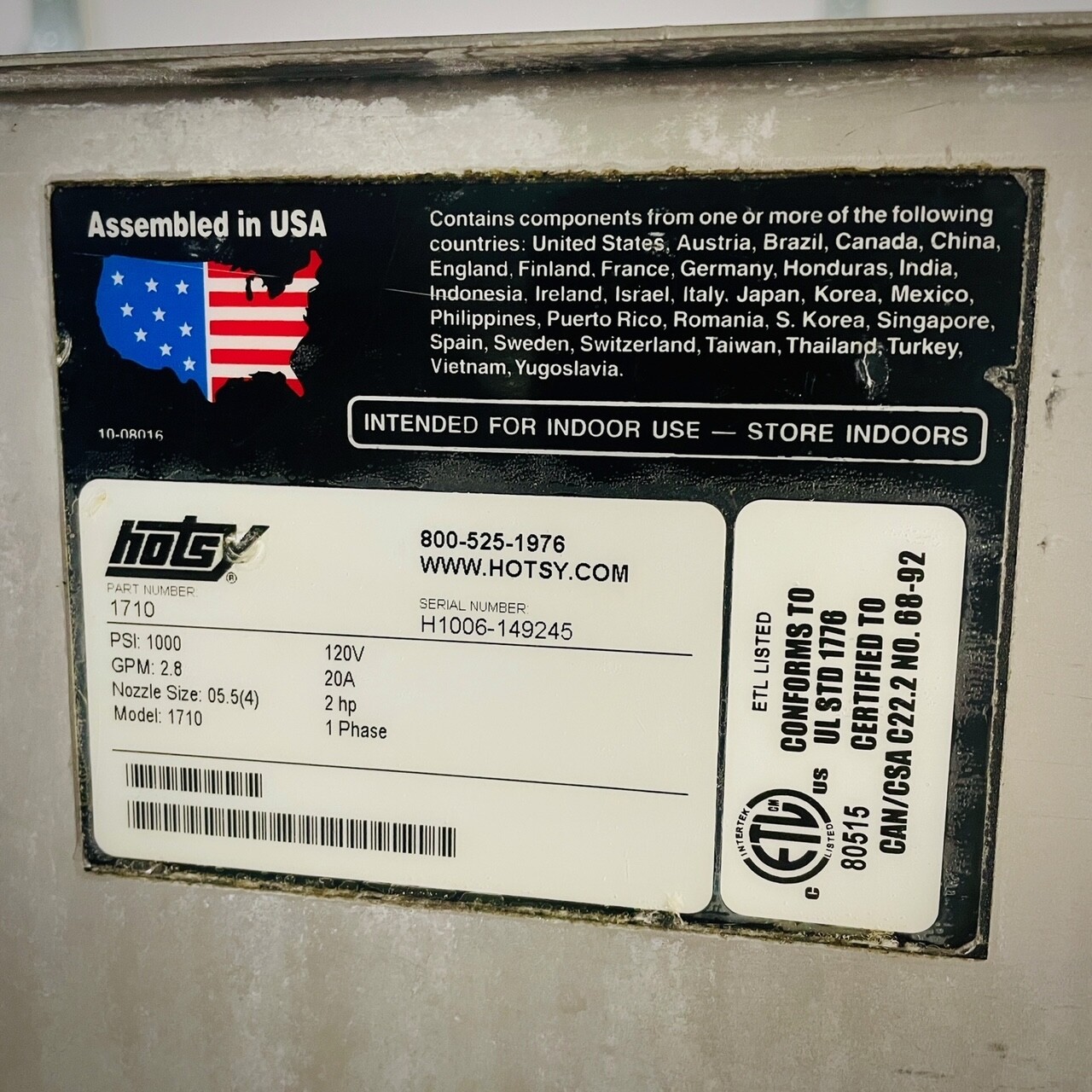 Hotsy Power Washer with cart