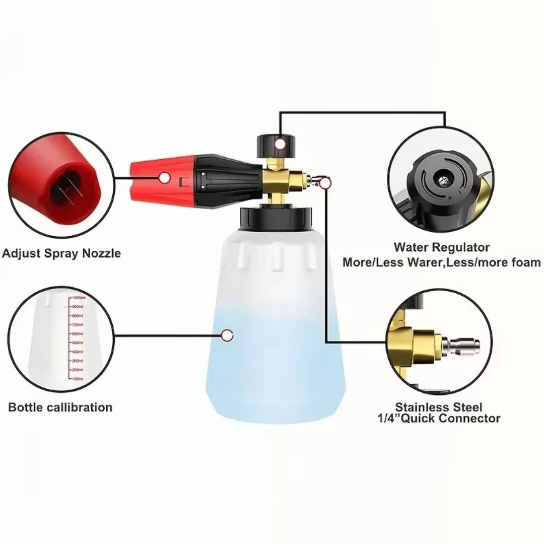 Snow Foam Lance Cannon Soap Bottle Sprayer For Pressure Washer Gun Jet Car Wash
