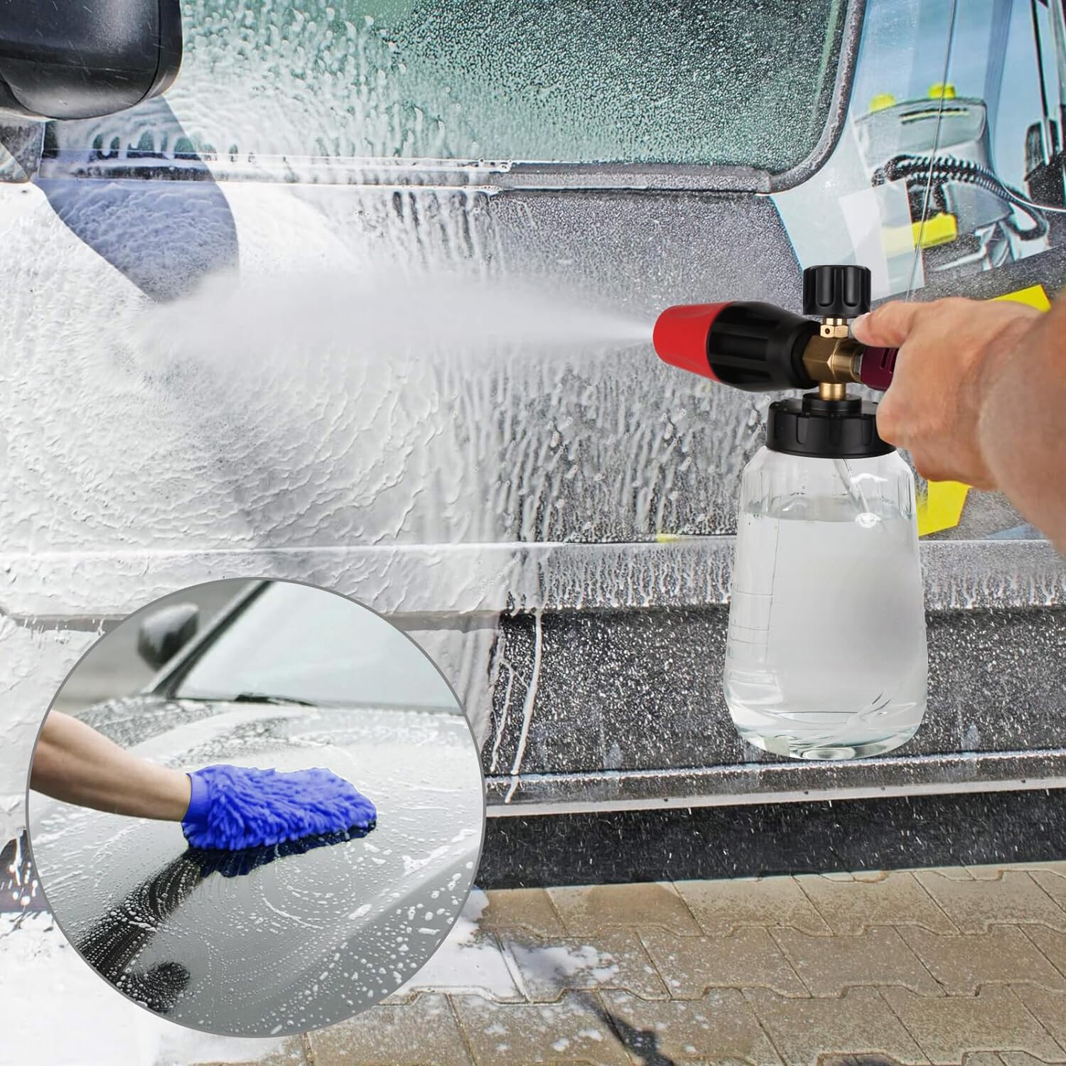 Snow Foam Washer Gun Car Wash Soap Lance 1/4″ Cannon Spray Pressure Jet Bottle