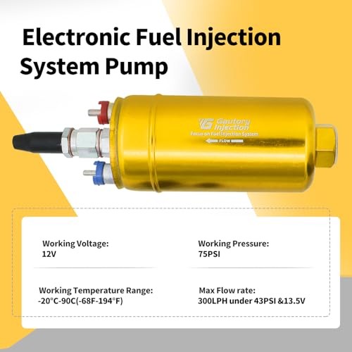 300LPH 044 External Inline Fuel Pump Kit – Gold Anodized, 12V High Pressure