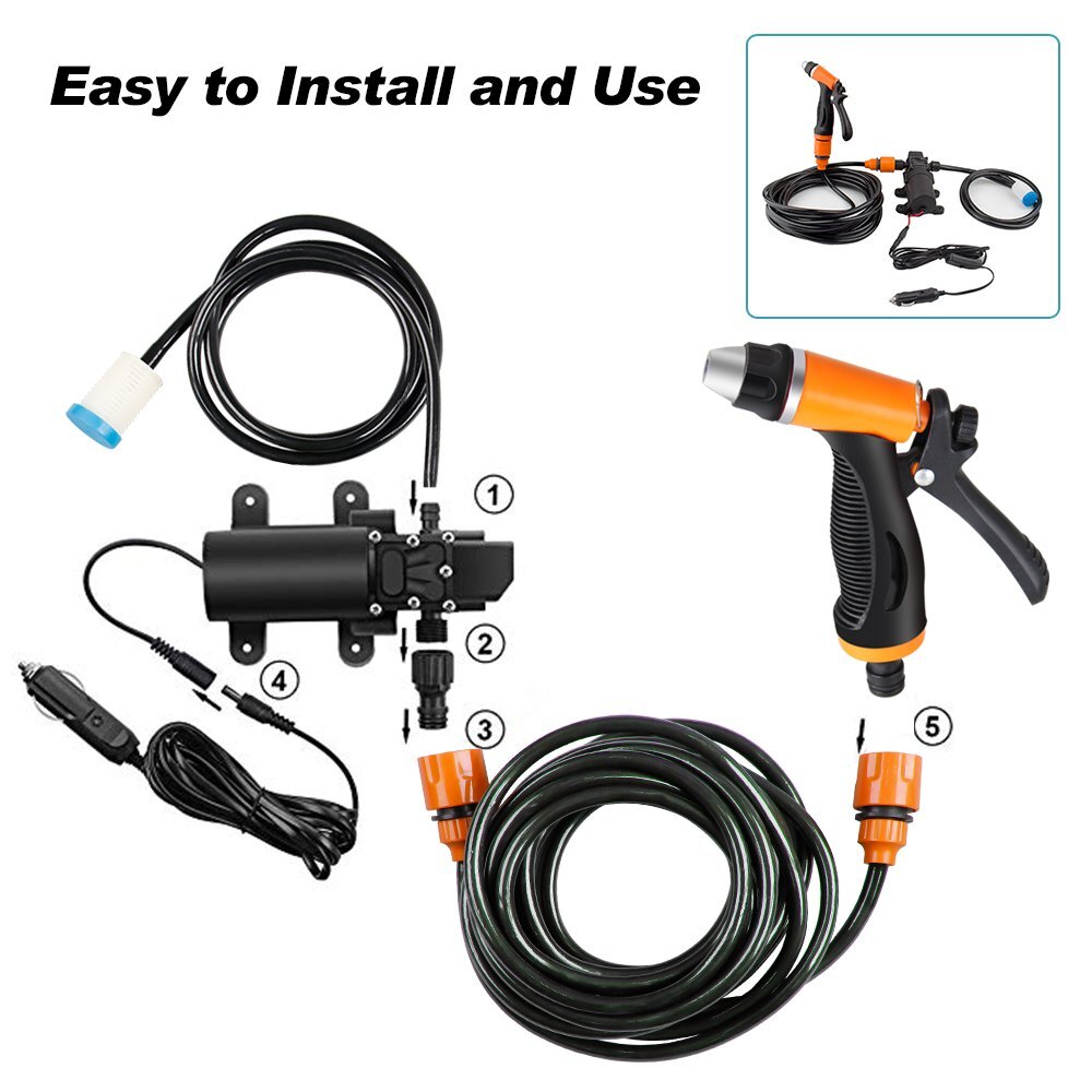 Portable 12V 160PSI High Pressure Car Wash Pump Kit Electric Washer Self Priming