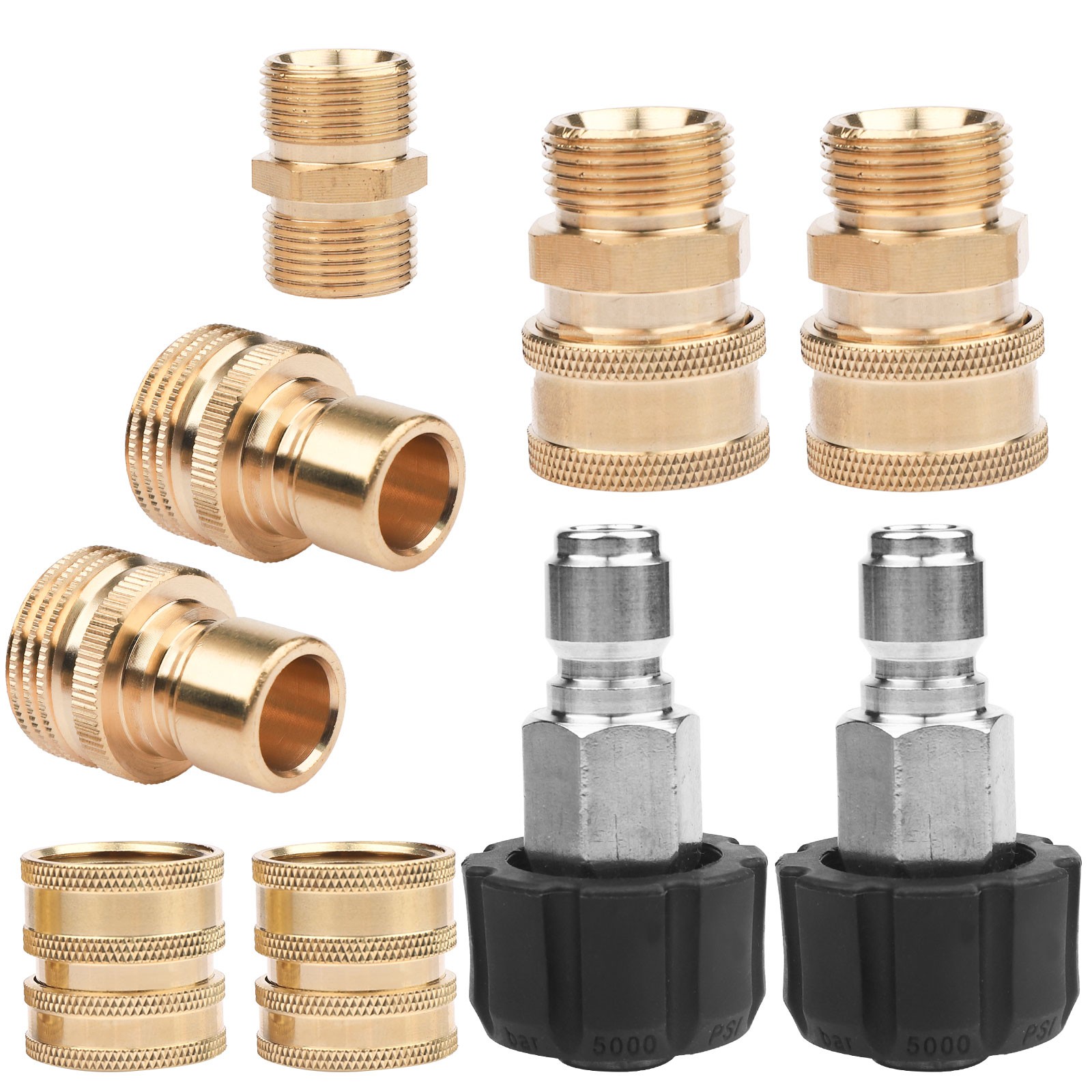 9Pc Pressure Washer Adapter Set Quick Disconnect Kit M22 Swivel to 3/8” Connect