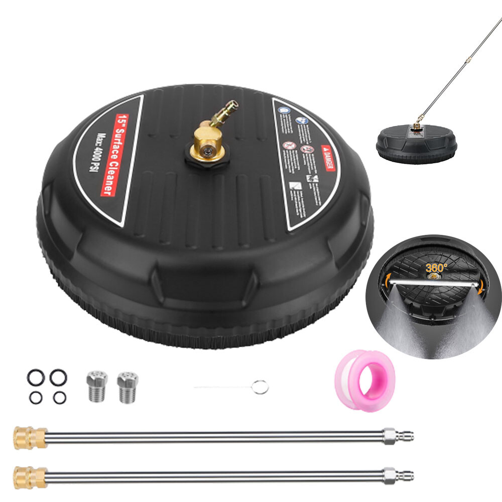 15″ 3600PSI Pressure Washer Flat Surface Cleaner w/2 Power Extension Wand & 1/4″