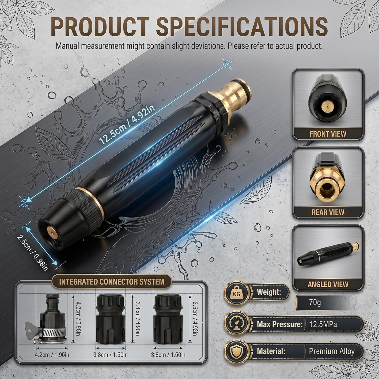 High Pressure Power Washer Nozzle with Connector Set,Direct Spray Gun,Power Jet