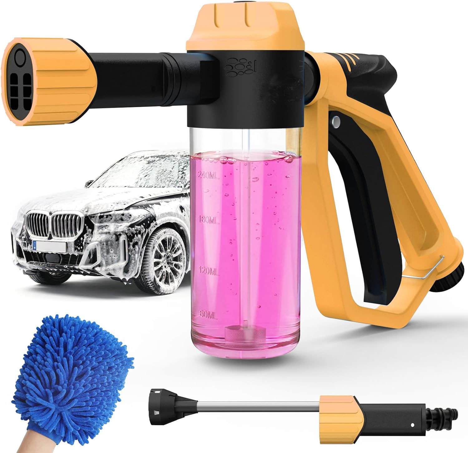 Car Wash Foam Gun For Garden Hose, Foam Cannon Car Wash Kit With Microfiber Wash