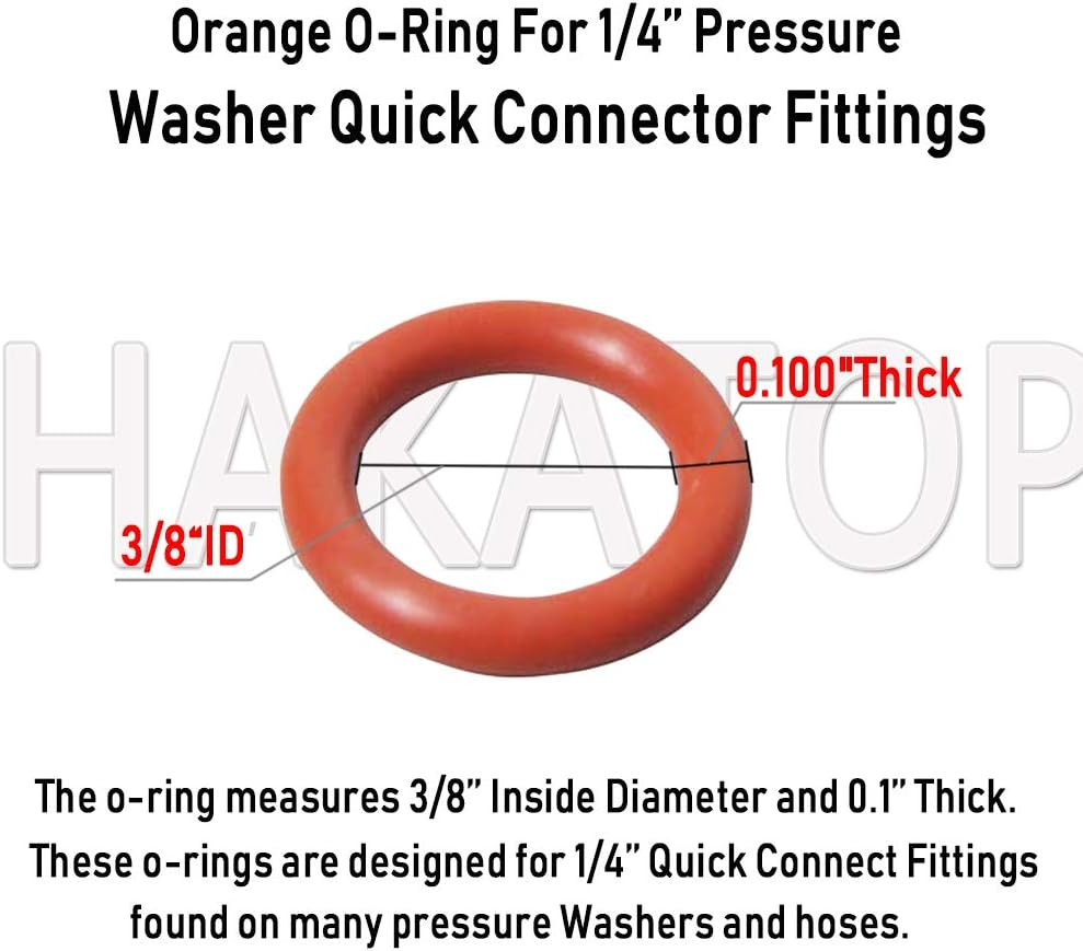 HAKATOP (100Pk) New Pressure Washer O-Rings Seal Kits for 1/4″&3/8” Quick Coupl