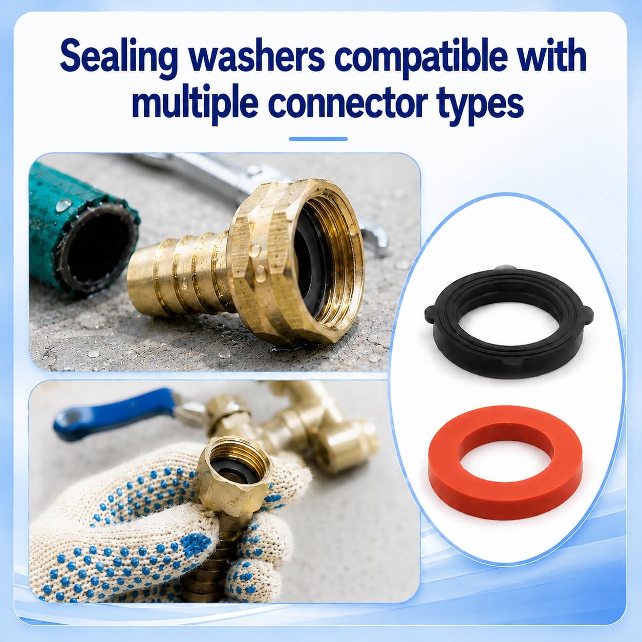 90 PCS 8 Sizes Rubber Garden Hose Washers Fits 1/4″ 3/8″ Quick Couplers