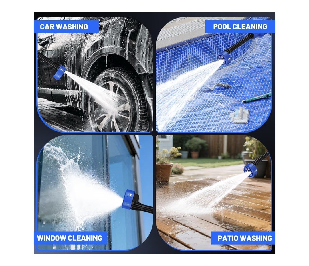 Cordless Cold Water Pressure Washer Gun 21V 5000 PSI w/ Battery Hose Soap Tank