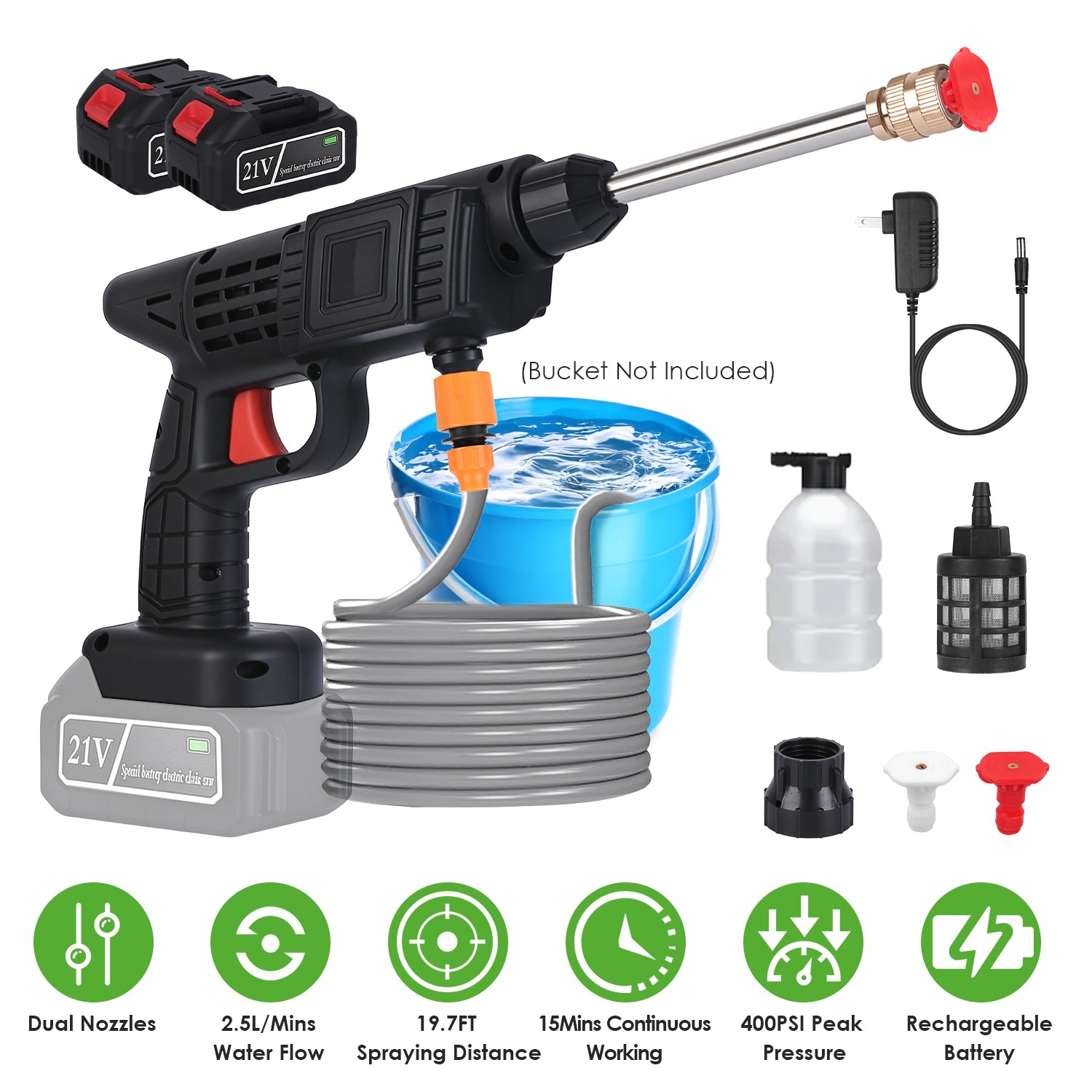 4 Styles Cordless Electric High Pressure Water Spray Car Gun Washer Cleaner Yard