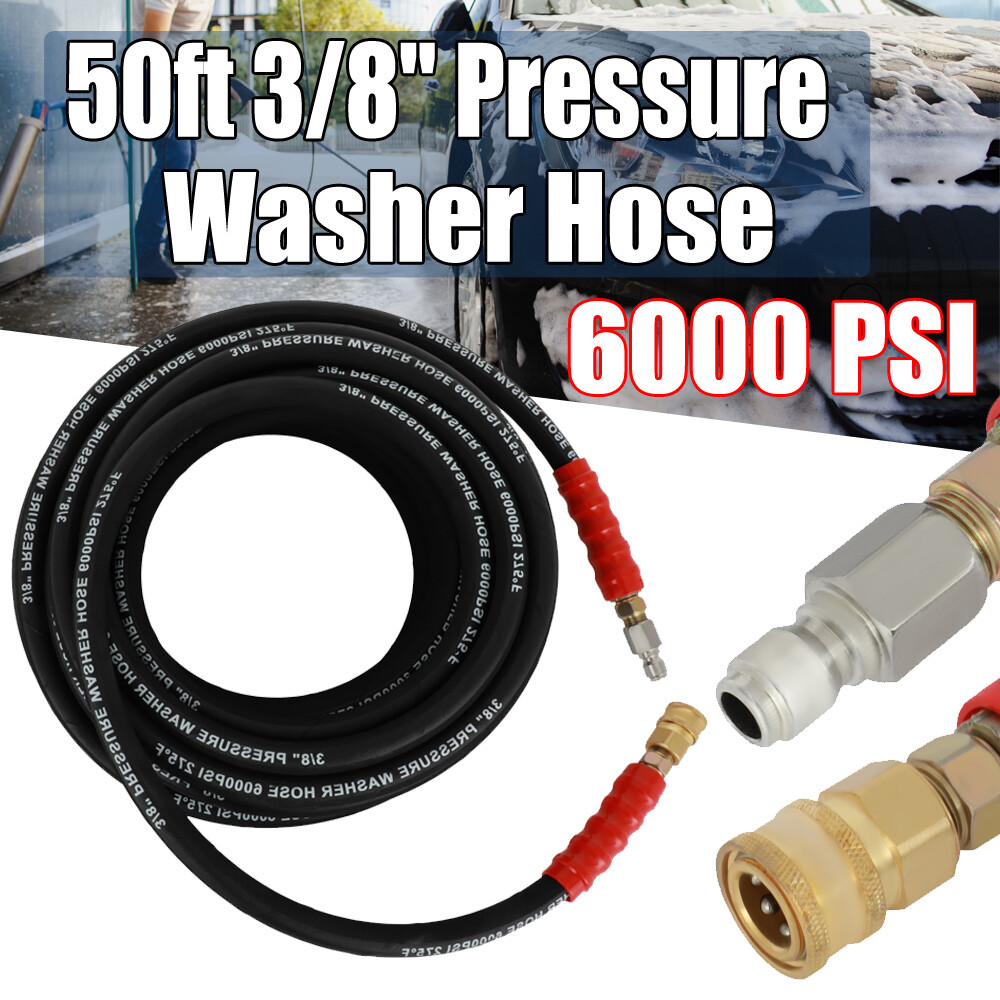High Quality Hot Water Pressure Washer Hose 3/8″ x 50ft 6000psi 2-Braid R2 Black