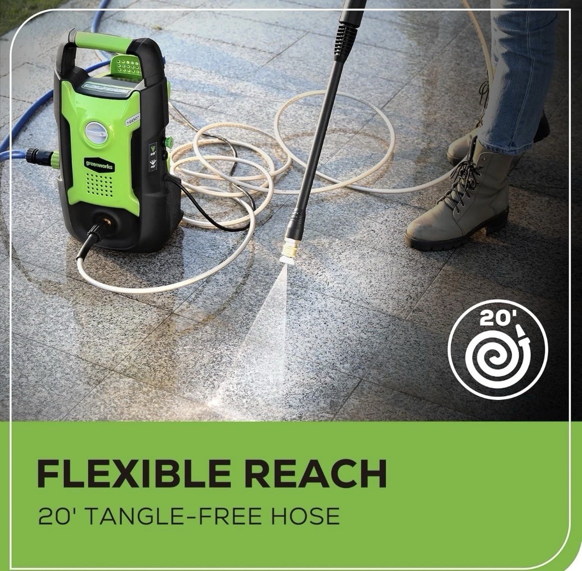 Greenworks 1600 PSI Corded Electric Pressure Washer w/ Nozzles & Hose