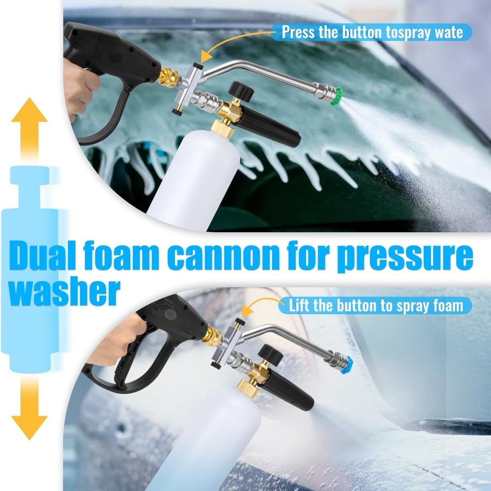Foam Cannon for Pressure Washer with Dual-Connector & Short Pressure Washer…