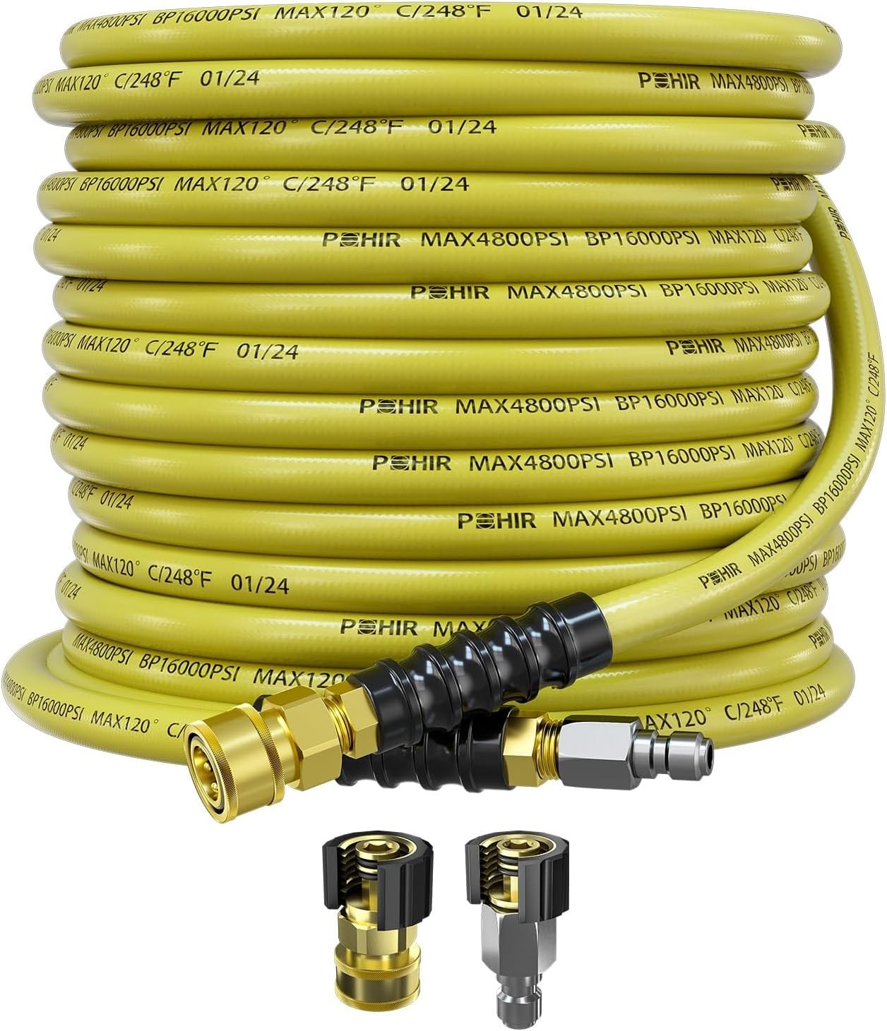 50ft Pressure Washer Hose 3/8″ 4800 PSI, Power Washer Hose with 3/8 Quick Con…