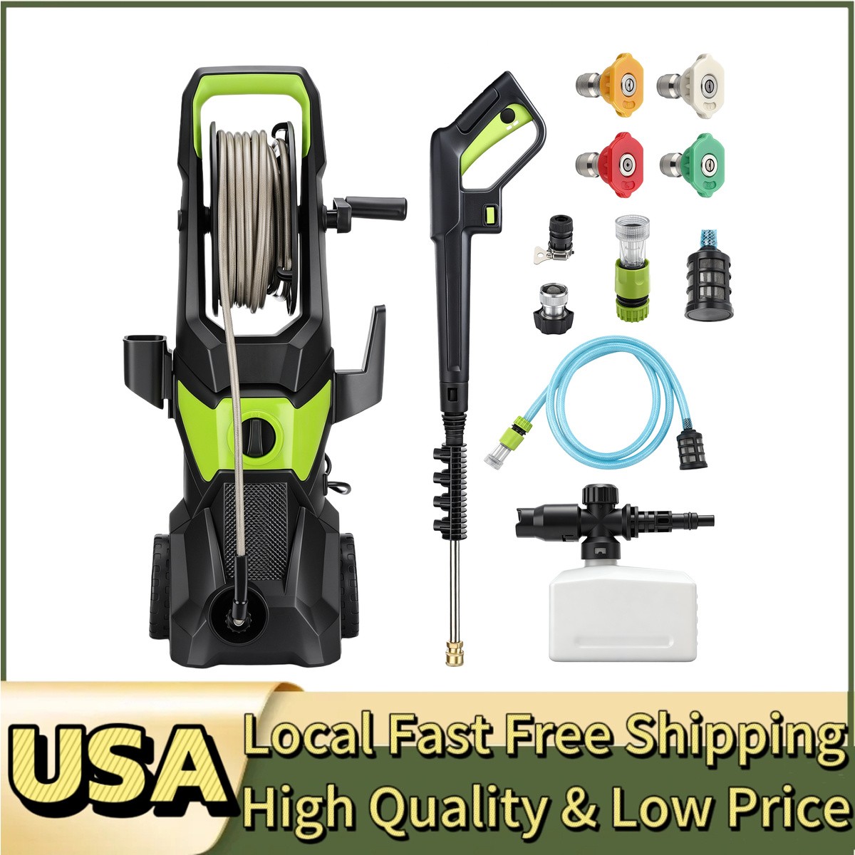 Electric Pressure Washer 5000PSI Max 52.5 FT Hose 3.2 GPM Power Washer Cleaning