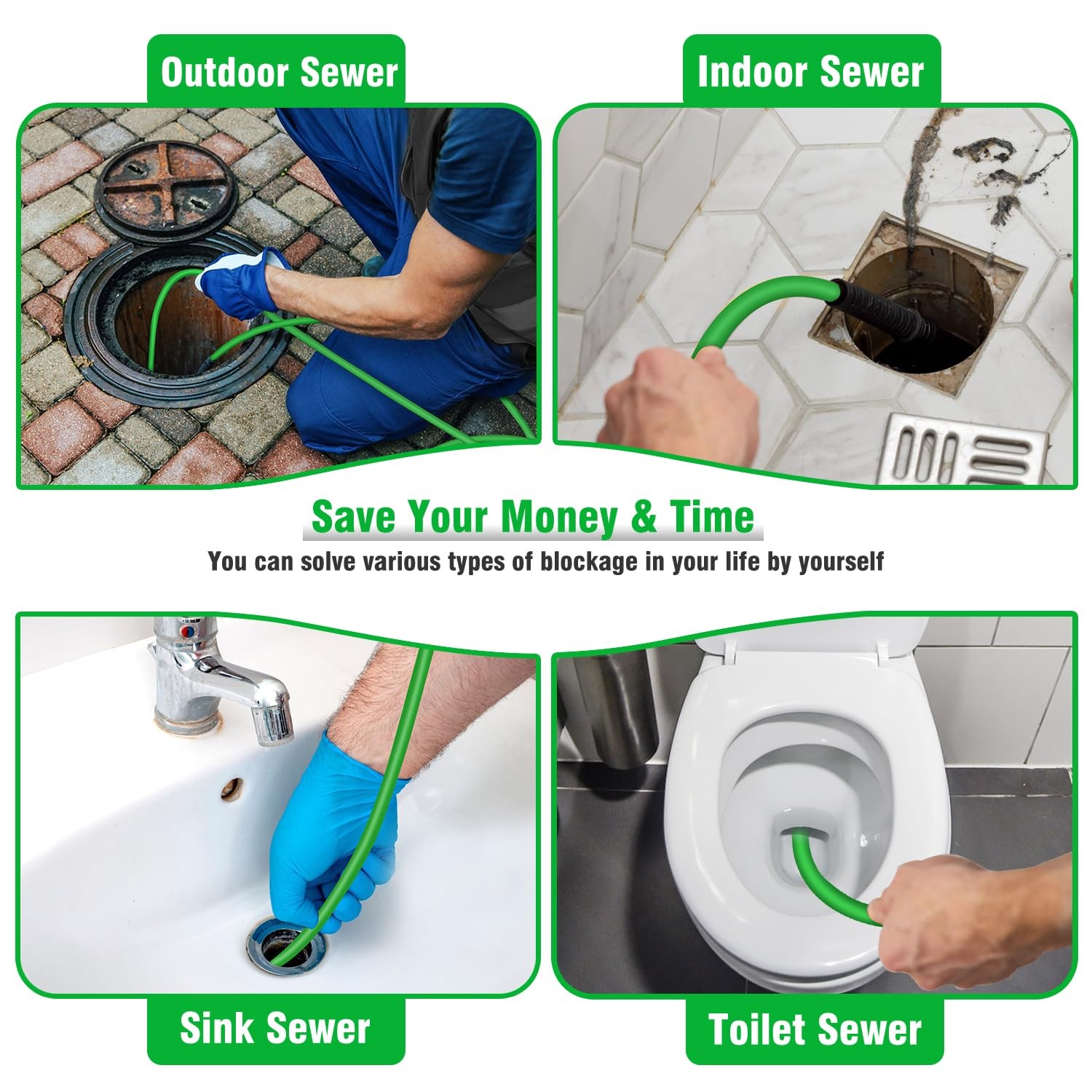 Sewer Jetter Kit for Pressure Washer 200 FT，Drain Cleaner Hose 1/4 Inch NPT C…