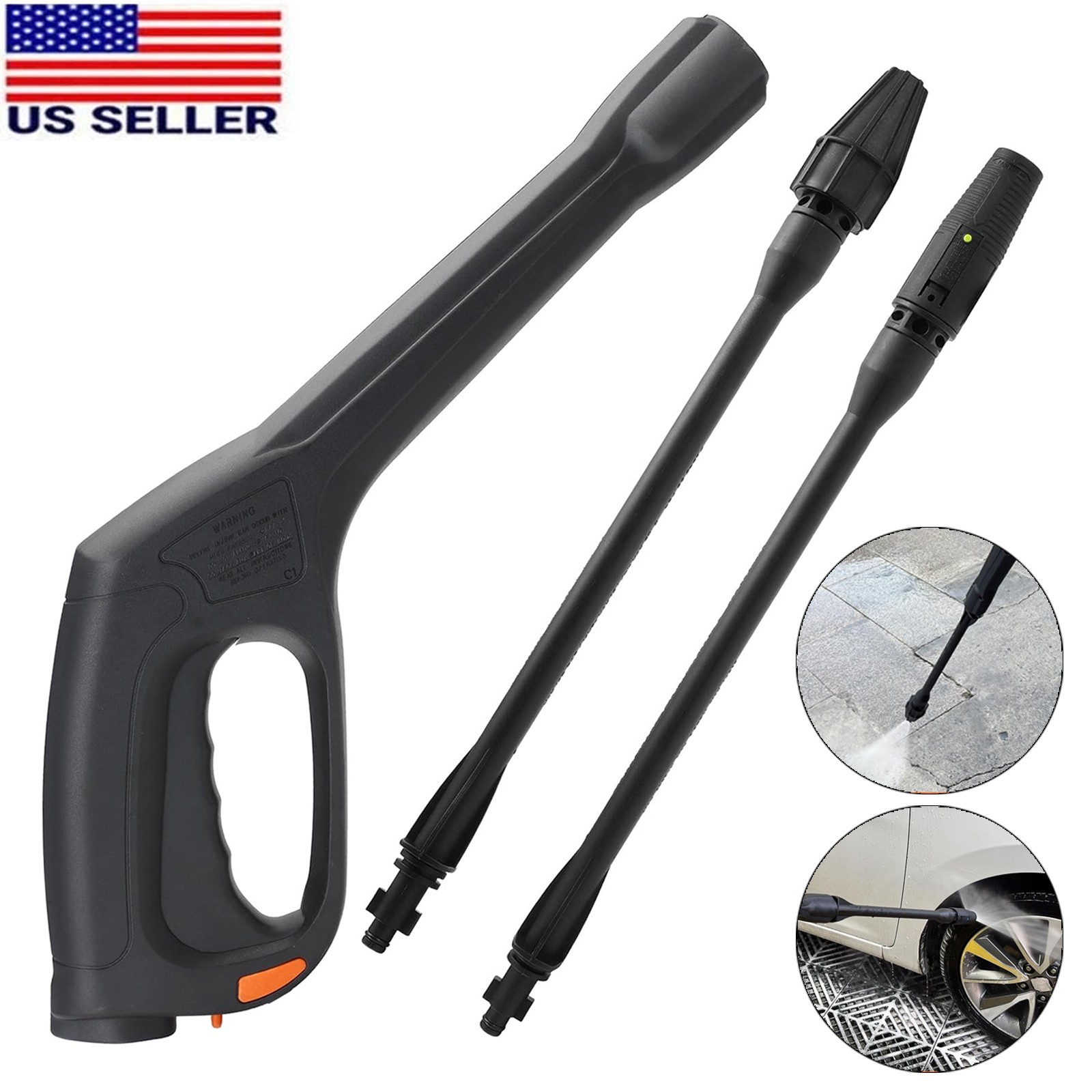 High-Pressure Washer Gun Kit w/ Nozzle Wand, Locking Hose Design&Safety Trigger