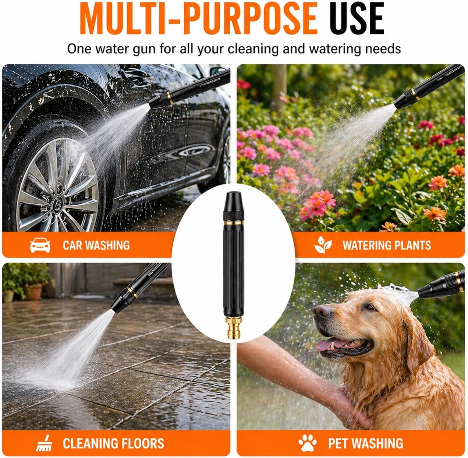 Larnto High Pressure Hose Nozzle Water Gun for Car Wash Garden Pressure Booster