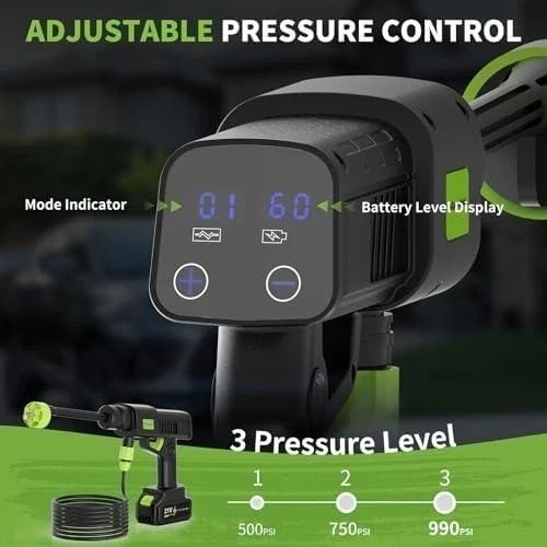Cordless Pressure Washer 986PSI 48V Rechargeable Portable Power Cleaner Kit New
