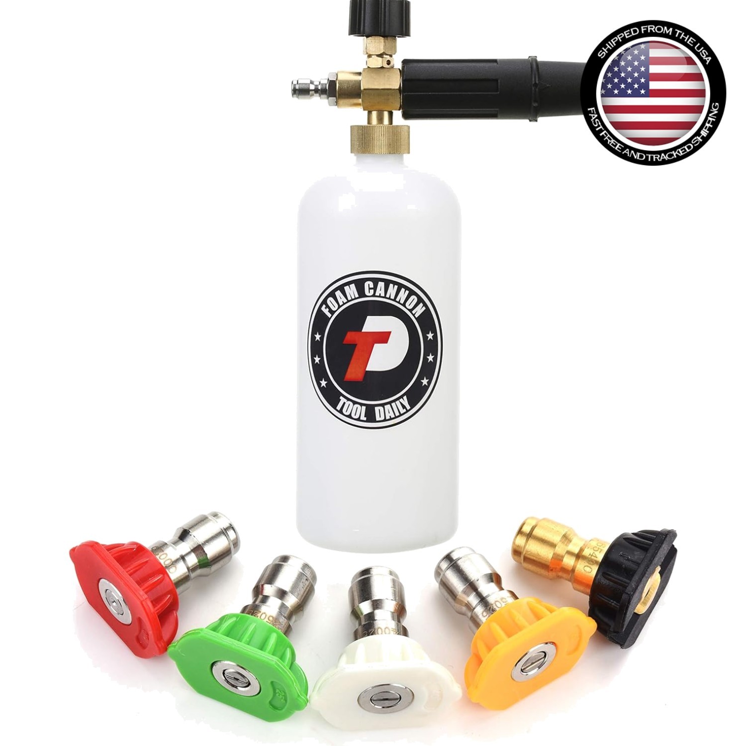 Efficient 1L Foam Cannon with Quick Connector & 5 Nozzle Options for Cleaning