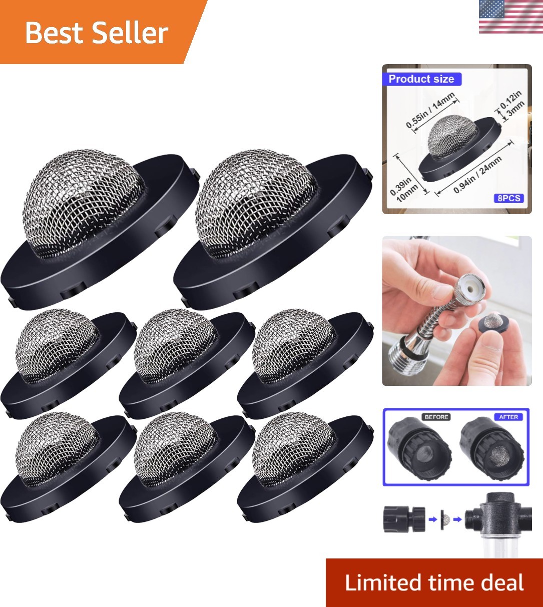 8 Pack Hose Filter Washers – Rubber and Stainless Steel for Flawless Water Flow