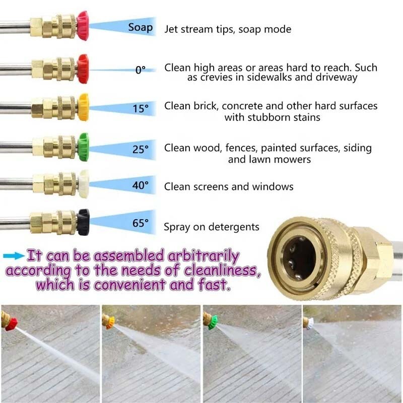 High Pressure Washer Gun Extension Wand Lance Gutter Cleaner Nozzles Kit 4000PSI