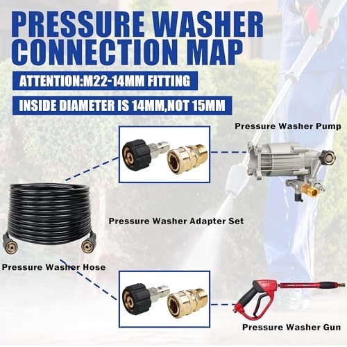 Pressure Washer Quick Connect Fittings M22 14mm to 3/8 Inch Adapter Set – 2 Pack