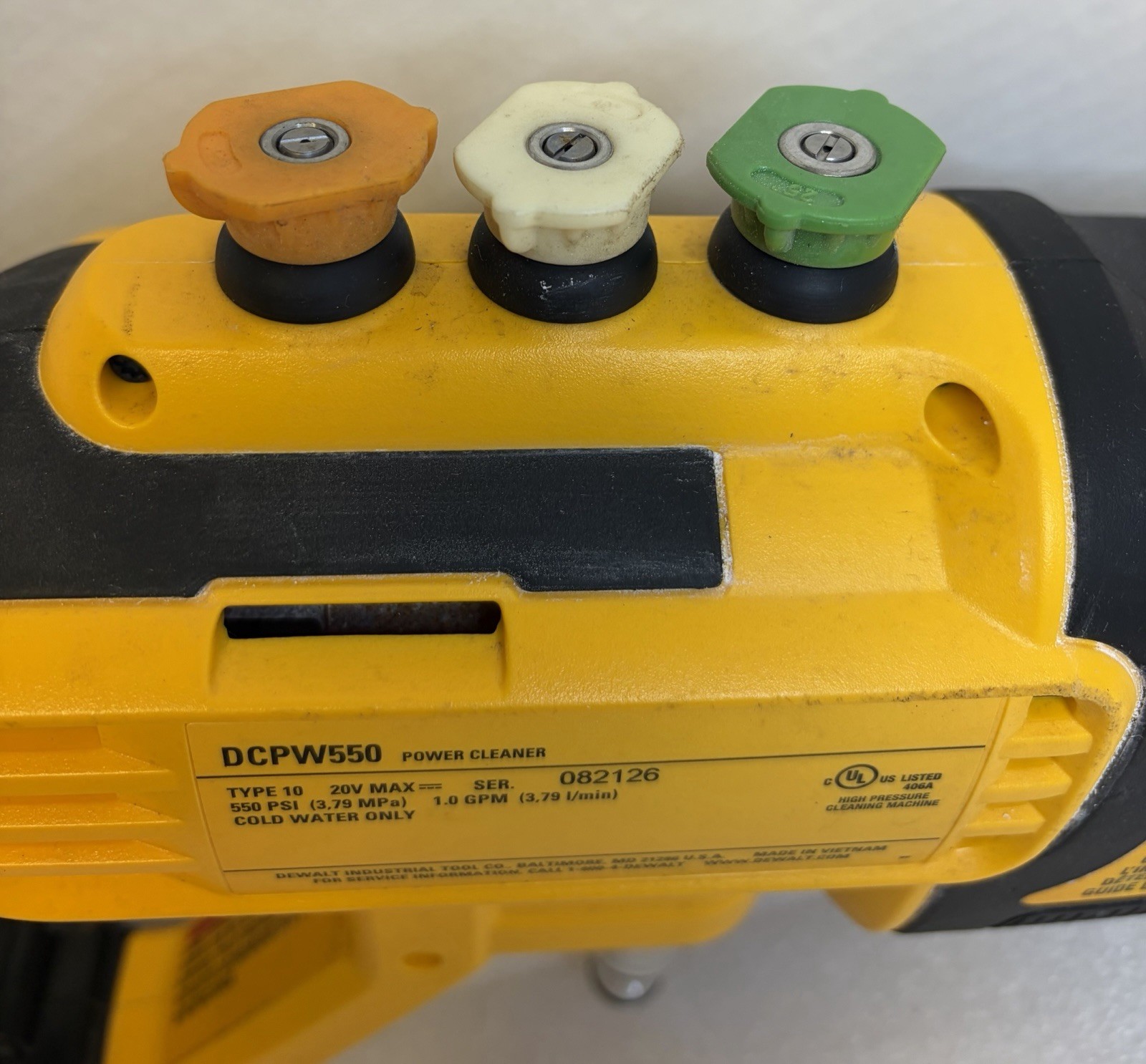 DEWALT 20V Max Cold Water Cordless Battery Power Cleaner. No Battery Or Wand.