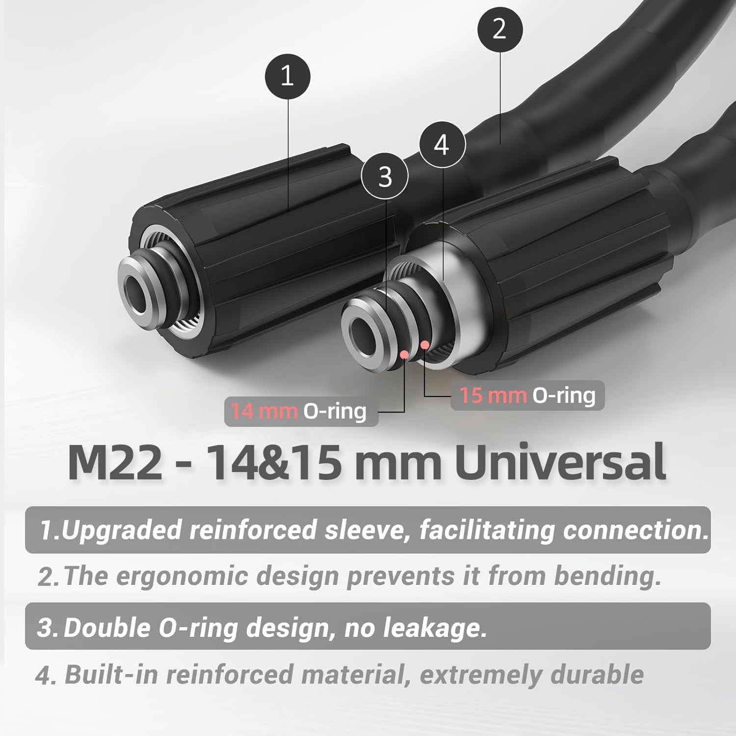 3600 PSI 1/4″ Pressure Washer Hose 50FT with 3/8″ Quick Connect Kit