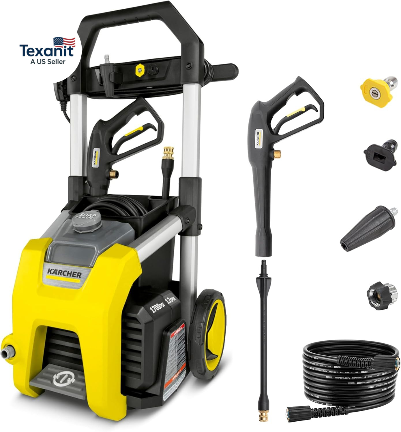 Kärcher Pressure Washer K1700, CETA Certified, 3 Spray Nozzles, Detergent Tank,