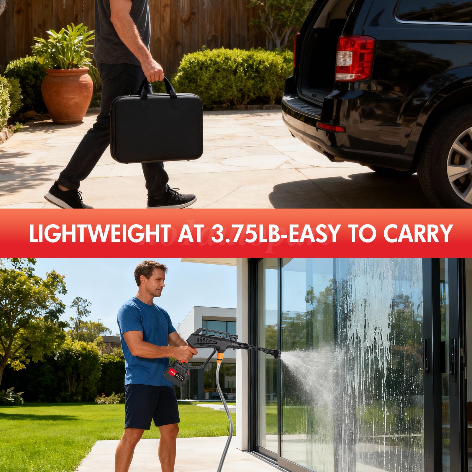 Brushless Cordless Pressure Washer 870PSI Power Portable 6in1 Pressure Washer